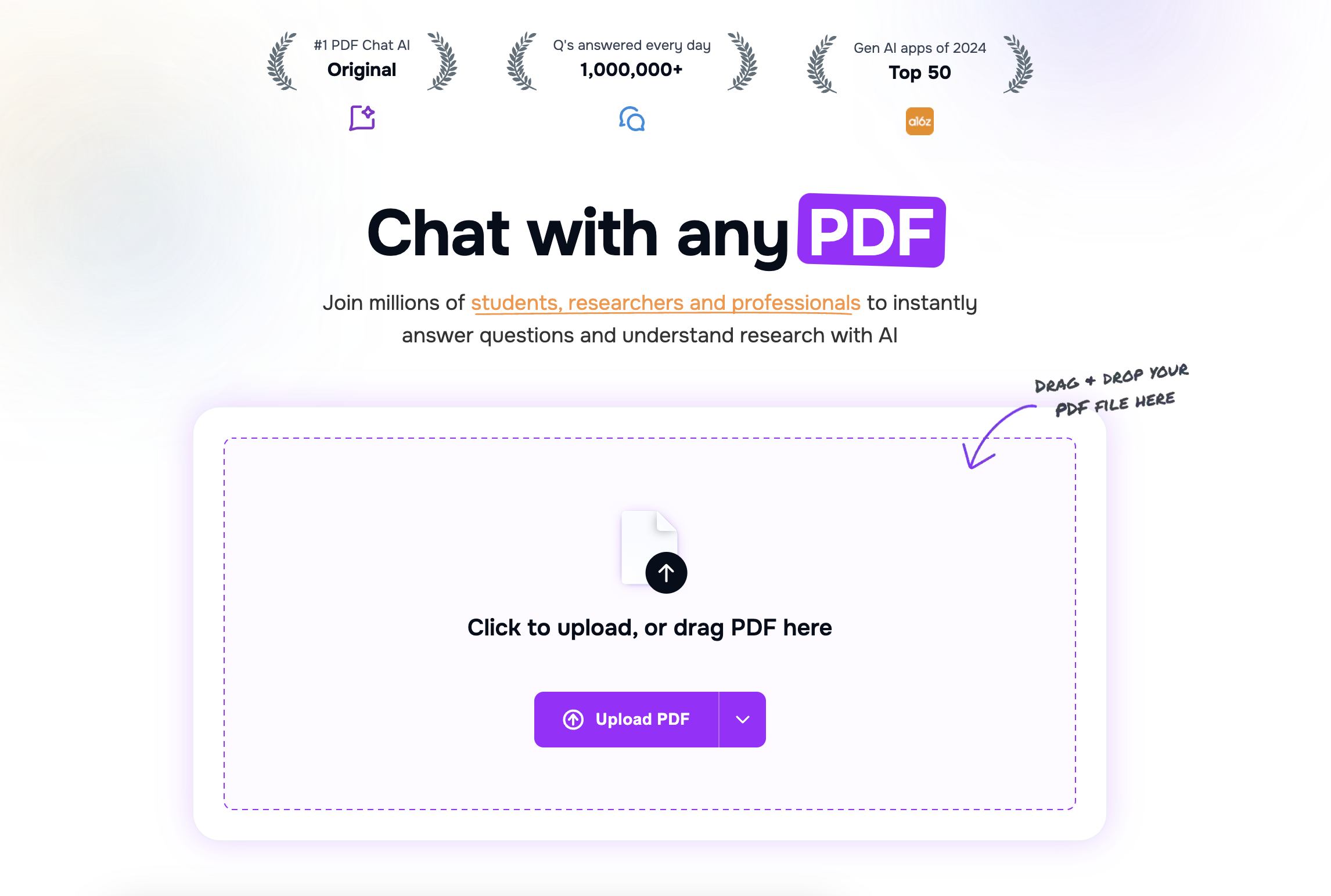 ChatPDF interface